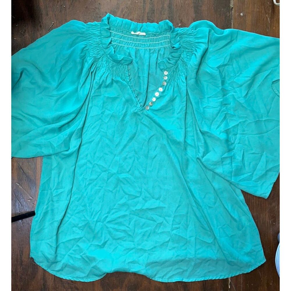 Jodifl Blue Sheer Dolman Top Size Medium - Oversized